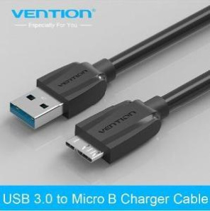 VAS-A12-B050, VENTION Flat USB3.0 A Male to Micro B Male Cable 0.5M Black