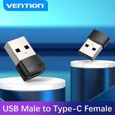 CDWB0 VENTION USB 2.0 Male to USB-C Female Adapter Black PVC Type